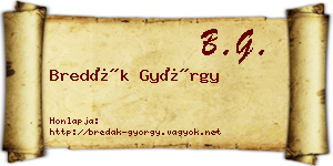 Bredák György névjegykártya